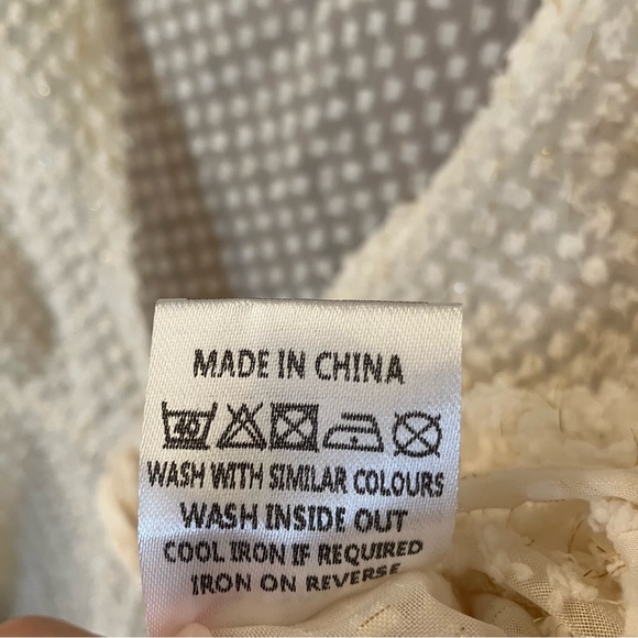 NWOT SHEIN Double Crazy Cream & Gold Glitter Knit Self-Tie Peplum Top Size L - Picture 9 of 11